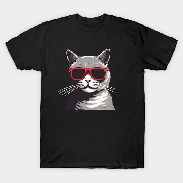 Gray Cat with Shades, Love Cats T-Shirt by dukito